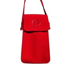 Giorgio Armani Red Bag perfect for mini makeup’s w/ Strap Snap Closure NWOT